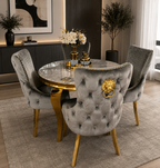 Louis-Marmortisch in Creme und Gold mit Victoria-Stühlen in Creme und Gold