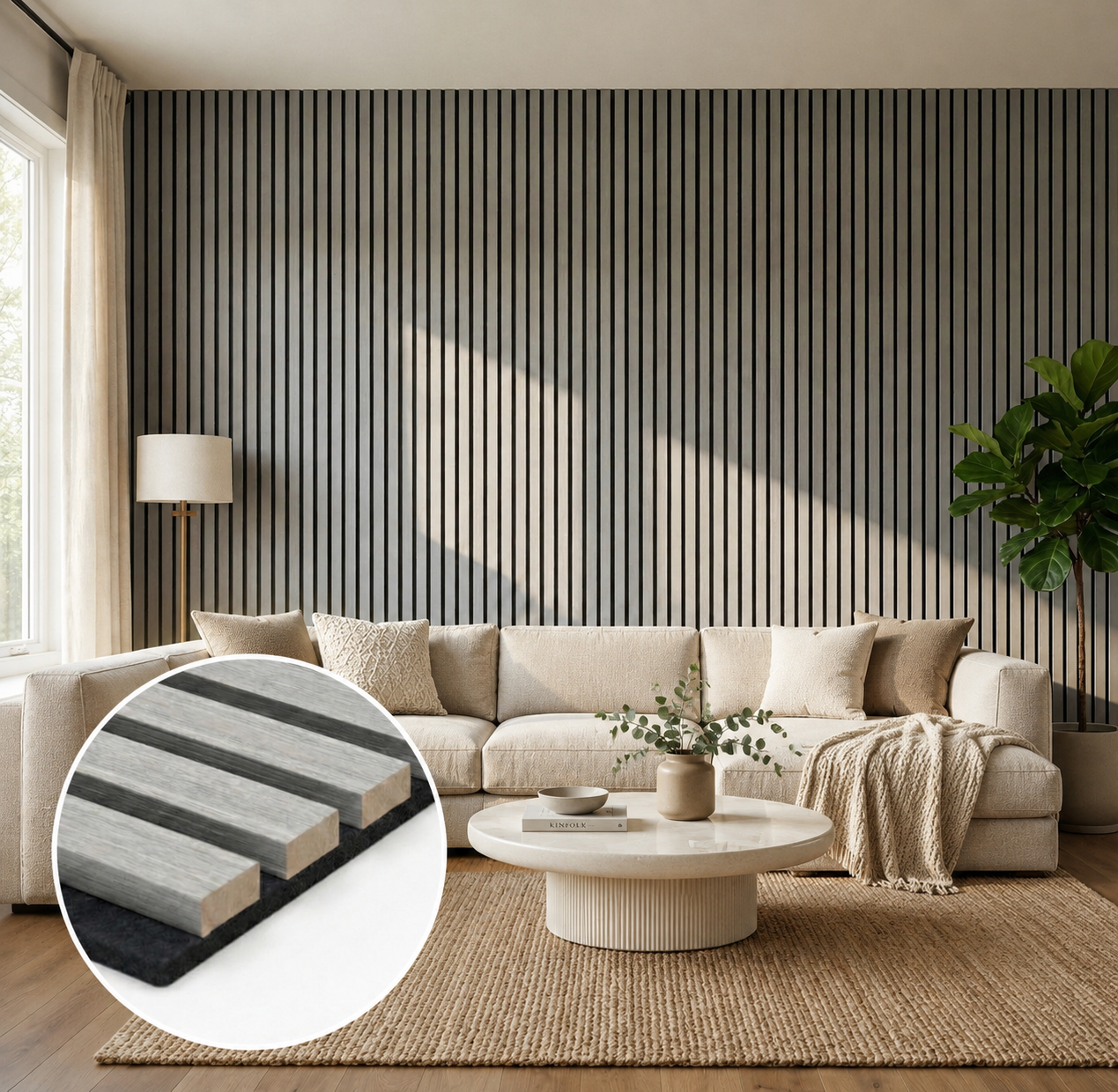 Grey Oak Acoustic Wall Panels 240 X 60cm (4 panels in a pack)