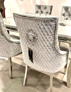 Vienna Round Dining Table Set With 4 Bentley Lion Knockerback Chairs