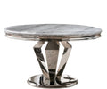 Windsor Grey Round Marble Top Dining Set With Lewis Lion Knocker Velvet Chairs