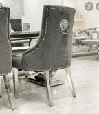 Vienna Round Dining Table Set With 4 Bentley Lion Knockerback Chairs