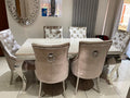 Vienna Cream Dining Table Set With 4 Jessica Champagne Knockerback Chairs