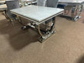 Arianna White Marble Top Dining Set With Lewis Knocker Velvet Chairs