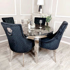 Vienna Round Dining Table Set With 4 Bentley Lion Knockerback Chairs